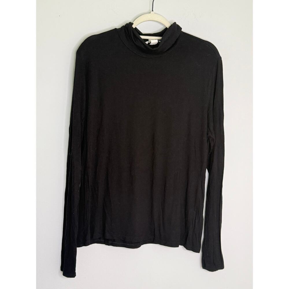 H&M Black Lightweight Viscose Turtleneck Size XXL Plus Womens Basic Layer EUC